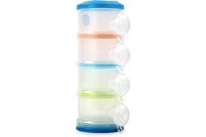 dBb Remond - Lot 4 Boîtes Doseuses Lait en Poudre Bébé - Compartiments Empilables 60 g - Becs Verseurs Pratiques et Couvercles Hermétiques - Accessoire Nomade, Hygiénique pour Parents Organisés
