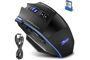 ZELOTES AFUNTA Mouse Wireless 2.4G 9 Pulsanti 2500 DPI Regolabile 1000-1500-2000-2500 DPI Ottico Mouse Gaming Senza Fili con Ricevitore per PC Laptop Desktop Mac Windows 10 Linux PRO Gamer