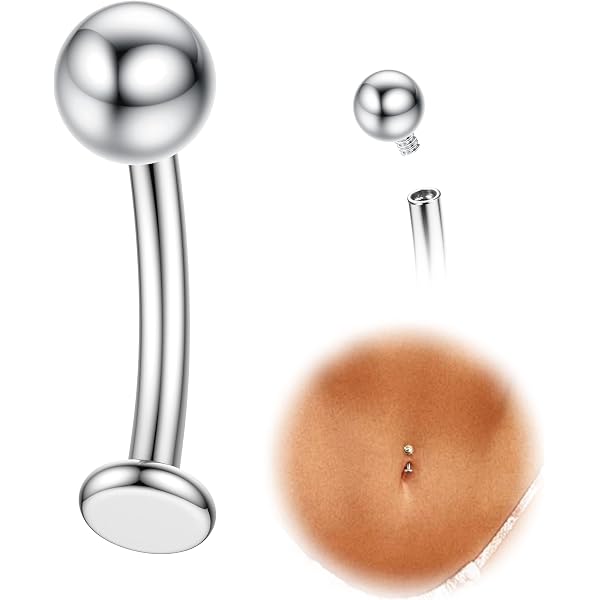Lot De 4 Piercings Nombril Acier Inox 14G – Anneaux Inversés Avec Zircon Brillant Femme