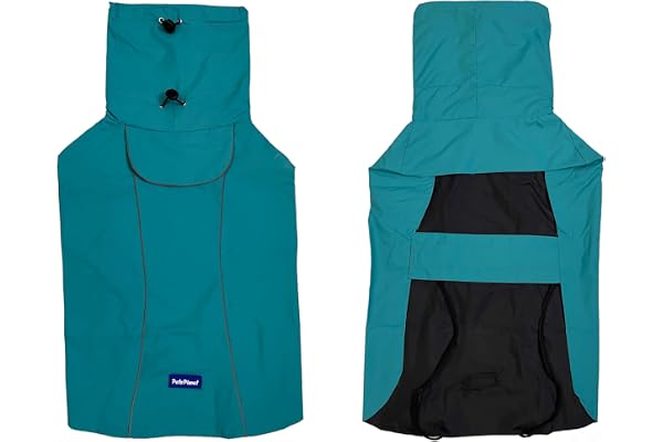 Pets Planet Raincoat for Dogs Double Layered Water Resistant Polyester for Small, Medium and Large Breed Dogs Adjustable Waist and Neck Leash Gap for Walk Time (S, Sky),1 Count