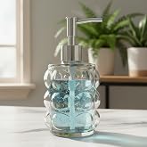 Deconox Beyaz Bubble Design Cam Sıvı Sabunluk - 450 ml Kabartmalı Şık Banyo ve Mutfak Sabunluğu (7x12 cm) (5067 - ŞEFFAF)