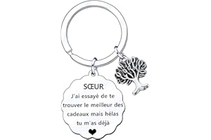 GUOYU Cadeaux Sœur Porte-clés Sœur Arbre de Famille Porte Clés pour Femmes Filles Idées Cadeaux Drôles Cadeau Anniversaire Cadeaux de Noël pour Soeur Cousine