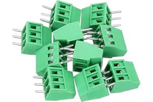 sourcing map 10PCS 3-Pin PCB Mount Screw Terminal Block Connectors 2.54mm/0.1inch Pitch Circuit Board Connectors for Home Appliances, Industrial Projects