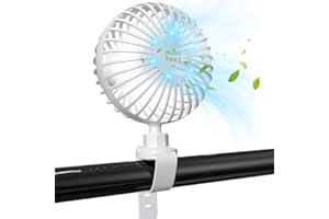 Minthouz Stroller Fan with Flexible Strap, 2000mAh Rechargeable Portable Fan 3 Speeds Personal Fan USB Mini Cooling Fan for Baby/Stroller/Car Seat/Bike -White