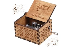 CDIYTOOL Cajas de música de madera, estilo vintage, talladas con manivela de mano, regalo para cumpleaños/Navidad/día de San Valentín (sobre el arcoíris)