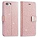 Price comparison product image For iPhone 8 Plus Wallet Case, iPhone 7 Plus Leather Cover, Luxury Shiny Sparkle Glitter Bling PU Leather [Magnetic Closure][Metal Buckle] Flip Kickstand Wallet Case with 5 Card Slots-Rose Gold