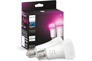 ‎PHILIPS HUE Philips Hue White & Color Ambiance E27 LED Glühbirne, 1100lm, 16 Mio. Farben, dimmbar, steuerbar via App und Stimme, kompatibel mit Amazon Alexa (Echo, Echo Dot), 2er Pack, alte Generation
