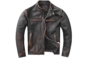 SHOP OF JACKETS LIMITED Vintage Herren Jacke | Schwarz Distressed Leder Motorradjacke | Echtleder Bikerjacke