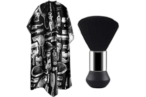 CHUDIAN Mantella Barbiere,1 set di Grembiule da Parrucchiere Mantella Barbiere Professionale con Collo Spolverino Spazzola in Nylon,Mantella Parrucchiere Donna Uomo (Nero,120 x 150CM)