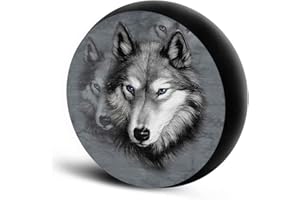 ‎CHAQLIN chaqlin Universal-Ersatzreifen-Abdeckung mit grauem Wolfsdruck, Sonnenschutz, wasserdicht, für Anhänger, Wohnmobil, SUV, LKW und viele Fahrzeuge (35,6 cm - 48,3 cm)