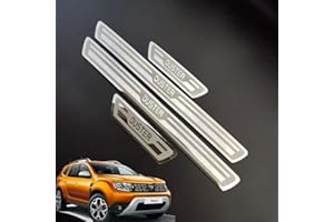 DENGD Plinthes Garnitures de seuil de porte pour Dacia Renault Duster 2010-2019, seuil de pédale d'usure, accessoires de garniture de protection, acier inoxydable (4 pièces)