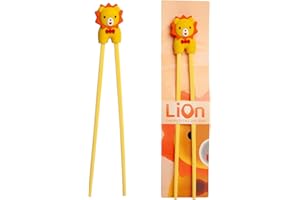 WESTCRAFT Bacchette ESS per bambini, bianco, 22 cm, con grazioso orso, gatto, coniglio, panda come supporto per principianti, bastoncini intercambiabili leone (leone)