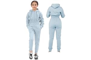 TEXTILESY Kids Girls Tracksuit Set 2 Piece Long Sleeve Crop Zipper Hoodie Tops and Joggers Jogging Bottoms Set Casual Sweatshirts and Sweatpants Age 7 to 14 Years