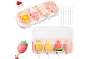poraceous 2 Articoli Stampi per Ghiaccioli in Silicone, Stampo Silicone Gelato Stecco, Forme per Gaccioli Riutilizzabili a 8 Cavità, Set Stampini Gelato DIY, per Preparazione Gelati, Sorbetti