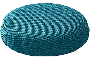IMIKEYA Funda elástica para silla redonda, cojín de asiento, funda suave, funda corta, funda elástica para casa, oficina, bar, restaurante, silla de oficina, pavo real, azul