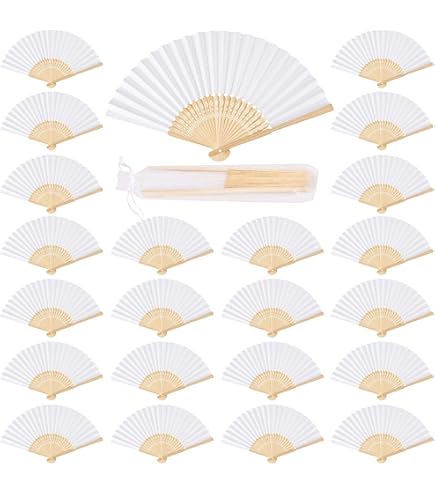Lot De 20/50/100 Éventails En Soie Personnalisés Imprimés - Éventails Mariage Promotionnels Vert - Cadeau Élégant