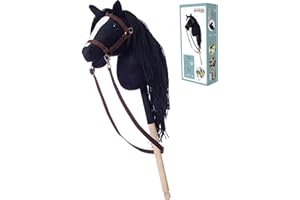 HOPPIMALS HOPPIHORSE Sport Edition Hobby Horse, A4 Taille, Têtes de Cheval à Chevaucher avec Bride, Rênes, Sangle d'Épaule, Queue, Poignée en Silicone dans Une Boîte-Cadeau, Cheval Baton, Cheval de Passe