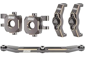 INJORA Ottone Blocchi Ruotabili C-Hubs, Blocchi dello Sterzo Knuckle e Kit di Collegamento dello Sterzo per TRX4M 1/18 RC Crawler Upgrade Parts,Grigio