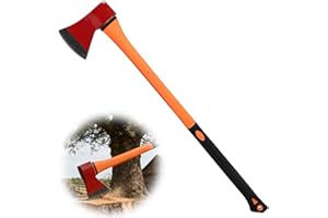 FLY HAWK Hache, 85cm Hache à Fendre Portable Universelle avec Manche en Fibre de Verre - Hache pour Fendre et Couper, Haches de 990g avec Lame en Acier au Carbone pour Jardin et Forêt