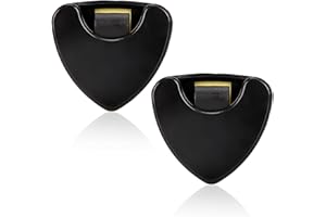 KIKI FANCY Guitar Pick Holder, 2Pcs Guitar Pick Box Metal Guitar Pick Holder Case Guitar Accessories Hollow Out Design with Internal Elastic Device Easy Remove Paddle Hold up to 3-6 Plectrums Same Time Black