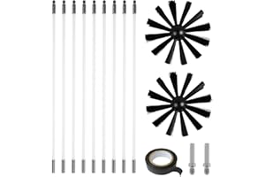 BDHYYM Szczotka do kominek, 9 prętów elastycznych, 410 mm, 2 główki szczoteczki, 2 pręty sześciokątne, 1 taśma klejąca, zestaw do czyszczenia