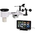 Waldbeck Huygens Professional Weather Station - 6-in-1, 6 Measurements, Colour Display, Weather Warnings, Live Weather Data, Precise Information, LED, WiFi, App-Compatible, Black/White