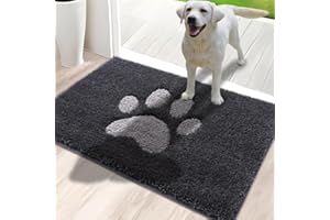 Oiilores Dirt Trapper Door Mat Indoor 60 x 90 cm, Non-Slip Washable Rug, Low-Profile Inside Doormats for Entryway, Super Absorbent Dog Mats for Muddy Paws, Dark Grey
