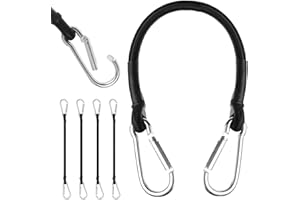 URAQT Corda elastica, 4 corde elastiche con moschettoni, tenditore elastico da 30 cm, trasporto in gomma elastica per valigie, ganci cinghia elastica per tendalini, teloni, campeggio, bagagli.
