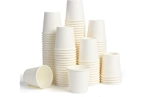 VEYLIN Lot de 100 gobelets jetables en carton blanc de 85 g pour boissons chaudes et froides, café, thé, fête