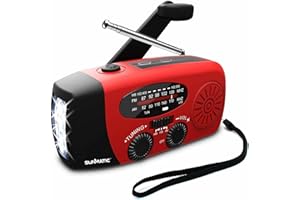 Crank Radio & Solar Emergency Radio AM/FM with Flashlight, SOS Alarm, 2000mAh Power Bank, USB Charging for Camping, Hiking & Survival - SUNMATIC