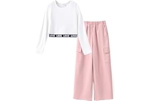 PATPAT Conjuntos de ropa para niñas de camuflaje, cosas geniales para adolescentes y niñas, camiseta sin vientre, camiseta de crop tops, pantalones harén, ropa para niñas, chándal para niños, 4-12