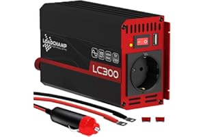 LOADCHAMP INTELLIGENT CHARGING GERMANY LOADCHAMP Wechselrichter 300W / 600W Reiner Sinus Spannungswandler 12v 230v Inverter LCD-Display Stromerzeuger Solar Wohnmobil