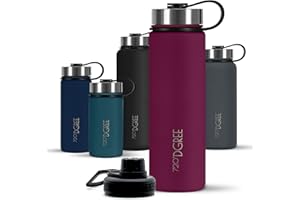 720°DGREE Borraccia termica 350ml "noLimit" - Bottiglia acqua termiche in acciaio inox - Senza BPA - Borracce perfetto per bevande (410ml) calde, fredde, Bambini, Bambina, Scuola Materna +2 Coperchi