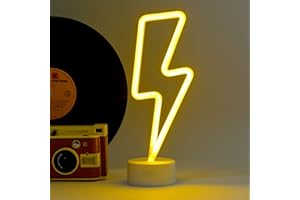 Legami - Lampada Led Effetto Neon, It's a Sign, H 31 cm, Tema Flash, Doppia Alimentazione, Cavo USB (Incluso) o Batterie (non Incluse), Lampada da tavolo, Luce Multicolore
