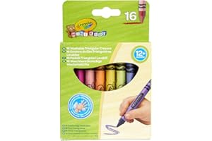 CRAYOLA Mini Kids, Maxi Pastelli a Cera Lavabili, Forma Triangolare Ideale per i Bambini, 16 Colori Assortiti, Età 12 Mesi, 52-016T