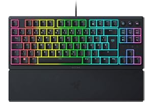 ‎RAZER Razer Ornata V3 Tenkeyless - Kompakte Flache Gaming-Tastatur (Mecha-Membran-Switches, Tastenkappen mit Anti-UV-Beschichtung, Beleuchtete Separate Medientasten) QWERTZ DE-Layout | Schwarz