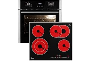 KKT KOLBE Autarkes Herdset | 60cm Einbaubackofen EB8005ED | 59cm Kochfeld CH5901AL | Pizzafunktion Grill Umluft Heißluft | Automatik-Timer | Wärmeschutzverglasung | Kindersicherung | SET8005CH59AL