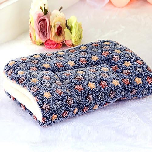 Happy Fd Coral Fleece Star Warming Pet Bed Cushion Pad Dog Cat Cage Kennel Crate Soft Cozy Mat (X L(100X75cm), Navy Blue Star)