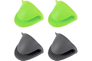 ihohi Thickened Heat Resistant Silicone Oven Gloves, 4pcs Cooking Pinch Non Slip Mini Silicone Mitts For Air Fryer Kitchen Cooking Baking Grilling From Hot Plate Pot Dish And Bowl