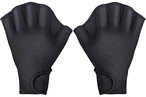 LIUMMRCY Aquatic Gloves,Swimming Webbed Gloves,Swimming Training Webbed Swim Gloves Aqua Flippers Gloves for Men Women Adult Children Aquatic Fitness Water Training Black (M)