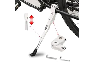 ANWONE Bike Kickstand 22-28 inch Wheel,Bicycle Kick Stand Adjustable,Universal Aluminum Alloy Cycle Side Stands Support for Mountain Bikes,Road Bike and Folding Bike (White)