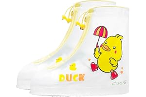 HIMKI Copriscarpe antipioggia per bambini, impermeabili, riutilizzabili, antiscivolo, per esterni, protezione antipioggia e protezione anti-sabbia (anatra, M, 29-31)