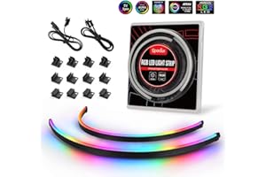 Striscia LED RGB PC indirizzabile NEON Speclux, 2x15,7 pollici WS2812 RGBIC Striscia ARGB magnetica arcobaleno per 5V 3 pin Aura SYNC, Gigabyte RGB Fusion, con 12 potenti supporti magnetici