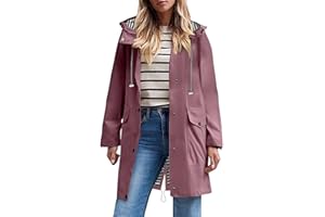 LANUNLLY Chubasquero Mujer Impermeable Largo Viaje Talla Grande Chaqueta Cortavientos Running Montaña Ciclismo Moto Ligero Transpirable Abrigo de Lluvia Moda Gabardina para al Aire Libre Acampada Trekking