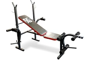 Fit4home Weights Bench With Barbell Rack | Adjustable Home Training Gym Workout Fitness Bench | TF-1001 Black