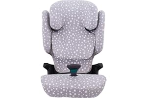 JYOKO KIDS Bezug kompatibel mit Britax Romer Kidfix, aus Baumwolle (Romer Kidfix I-SIZE, WHITE STAR)