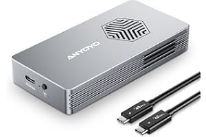 Boîtier SSD, ANYOYO Boîtier NVMe 40 Gbps avec Ventilateur, Boîtier SSD M.2 en Aluminium pour Thunderbolt 3/4, périphérique USB4/3.2/3.1/3.0, prise en charge de la clé 2280 M/B+M Key, jusqu'à 2800 MB/s