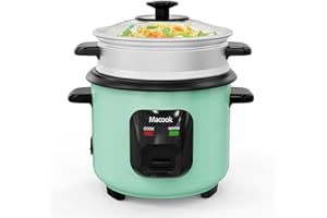 ‎MACOOK Macook Reiskocher mit Dampfkorb (0,6 Liter, 3 Tassen) 300W - Dämpfen und Kochen All-in-One Multifunktions Reiskocher Klein für 1 bis 6 Personen mit Anti-Stick-Beschichtung, Smart Auto Keep Warm