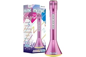 Mi-Mic Kids Karaoke Microphone | Wireless Speaker with Wireless Bluetooth and LED Lights Microphone for Kids, Pink