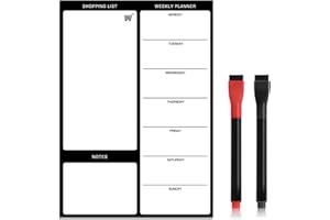 JUGNAW Pizarra Nevera Magnetica para Nevera– Planificador Semanal de Menús y Tareas, Lista de la Compra, Incluye 2 Rotuladores Borrables de Colores, Ideal para Organización Familiar y Personal